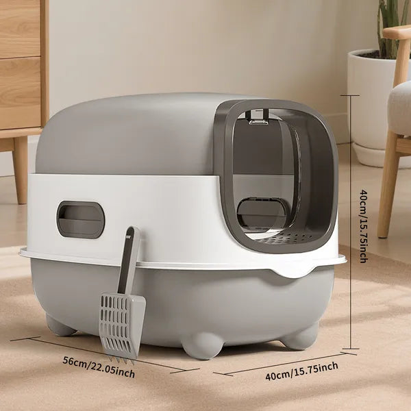 High Capacity Enclosed Cat Litter Box, Odor Lock, Scratch Resistant - Side Angle