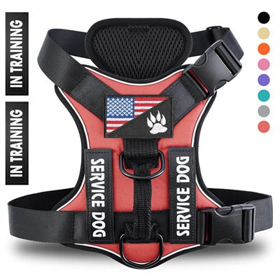 Reflective Breathable Dog Harness Strap, Solid Color Polyester - Side Angle