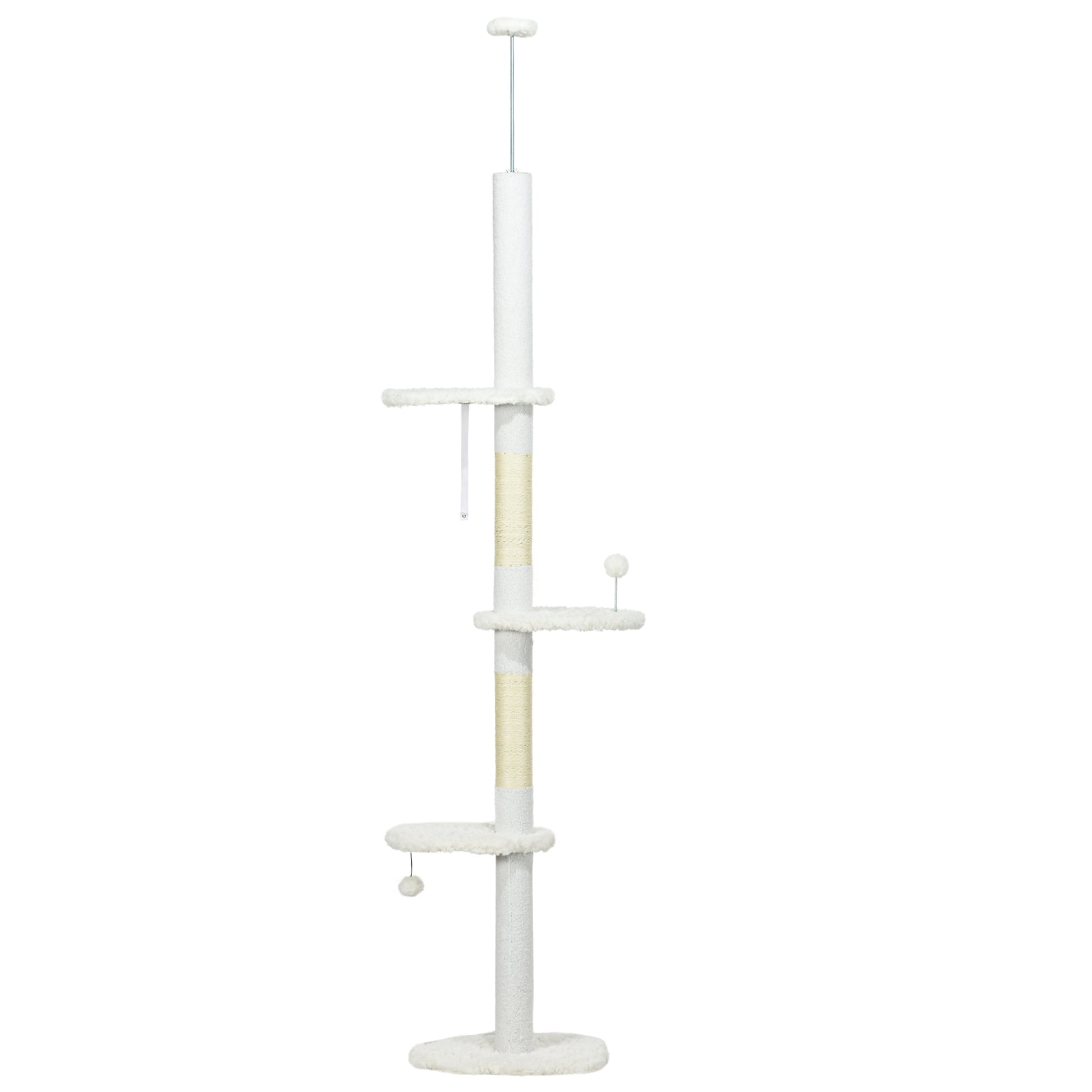 Floor to Ceiling Cat Tree, 8.4 Foot Adjustable Height, White - Image 9 of 9