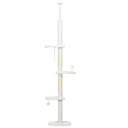Floor to Ceiling Cat Tree, 8.4 Foot Adjustable Height, White - Image 9 of 9