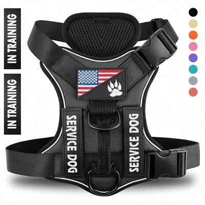 Reflective Breathable Dog Harness Strap, Solid Color Polyester - Features and Details