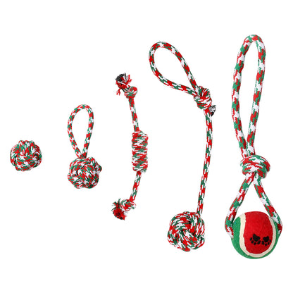 Christmas Dog Rope Toys 5 Piece Set for Chewing and Tug of War - Image 10 of 10