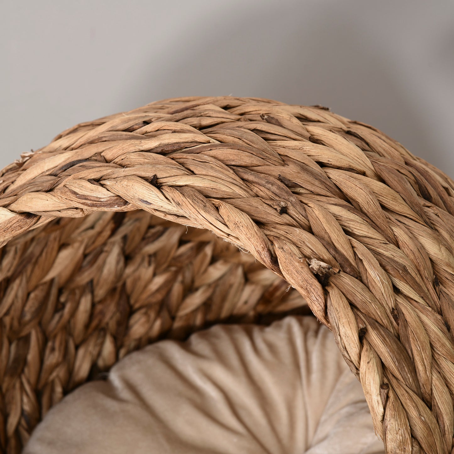 Handwoven Elevated Cat Bed, Egg Chair Shape with Soft Cushion and Stand - Image 8 of 9