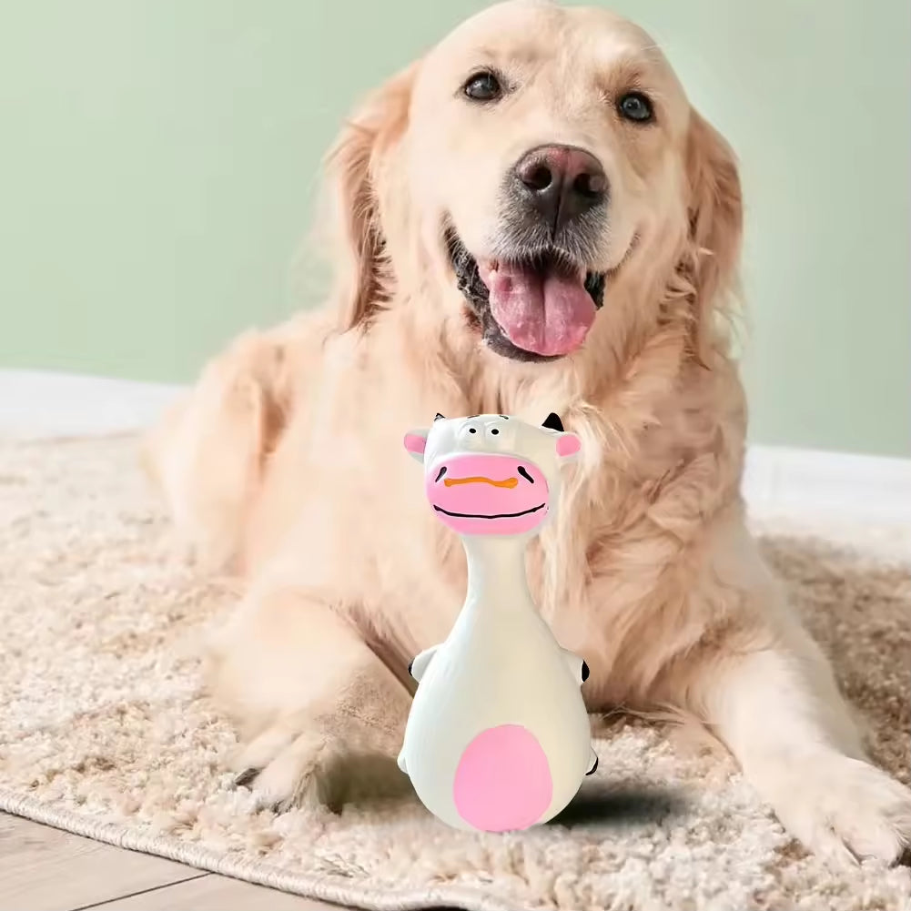 Cute Latex Dog Chew Toys 4 Pack with Sound, Dental Health Interactive - Size Reference
