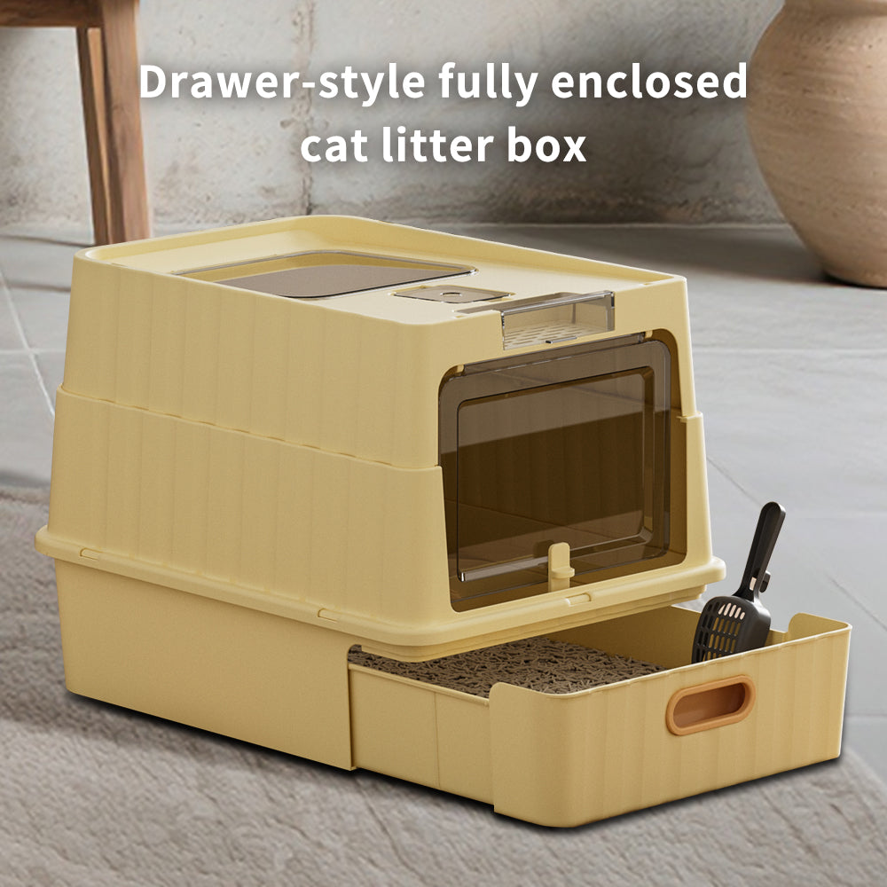 Dual Opening Enclosed Cat Litter Box, Top Entry Anti Tracking with Scoop - Image 6 of 11