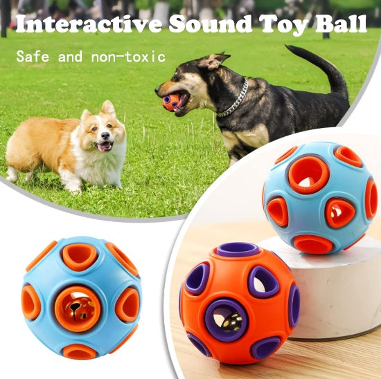 Dog Rubber Ball with Bell 2 Pack, Interactive Chew Toy for Puppies - Size Reference