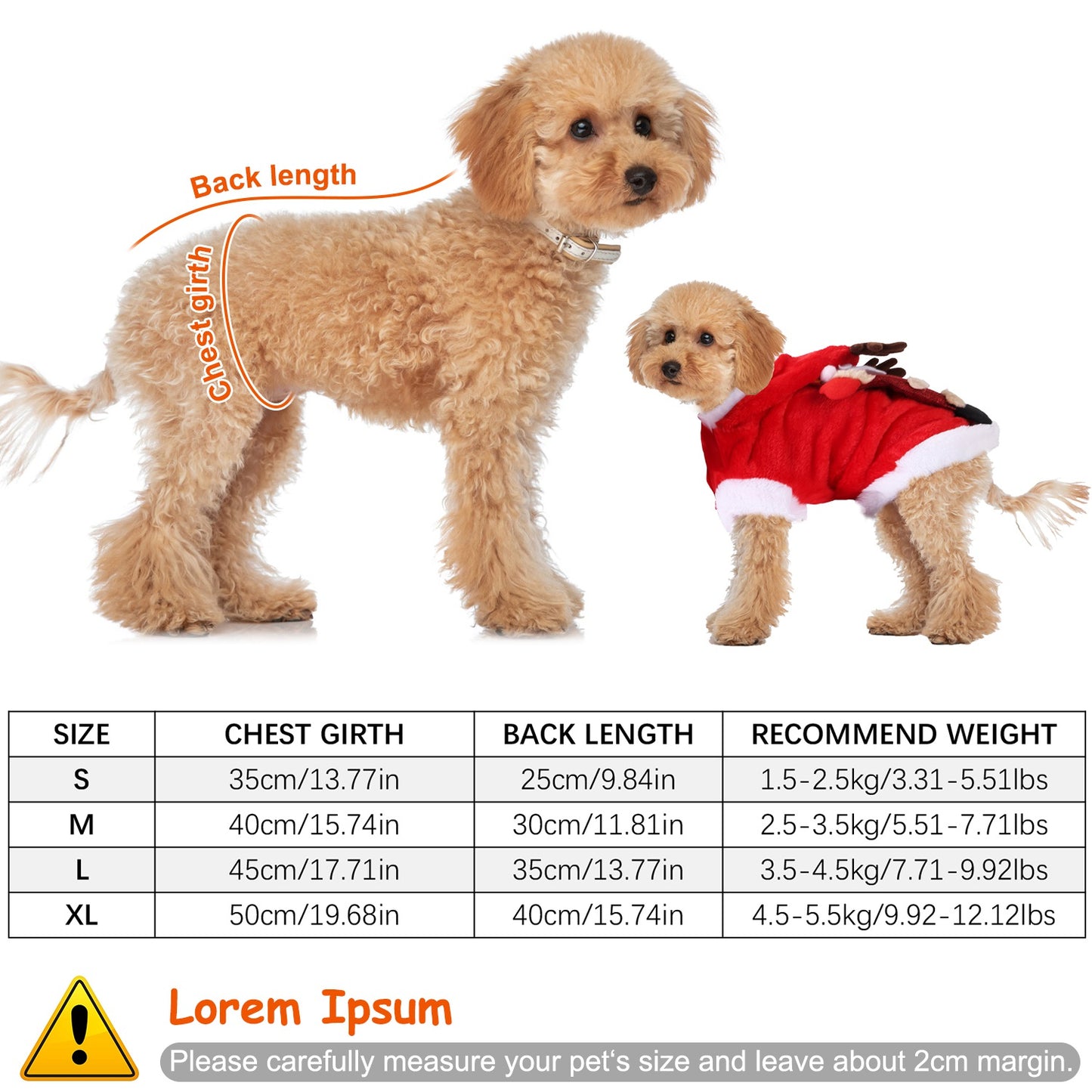 Pet Christmas Costume, Santa Claus Reindeer Outfit for Small and Medium Dogs and Cats - Image 8 of 10