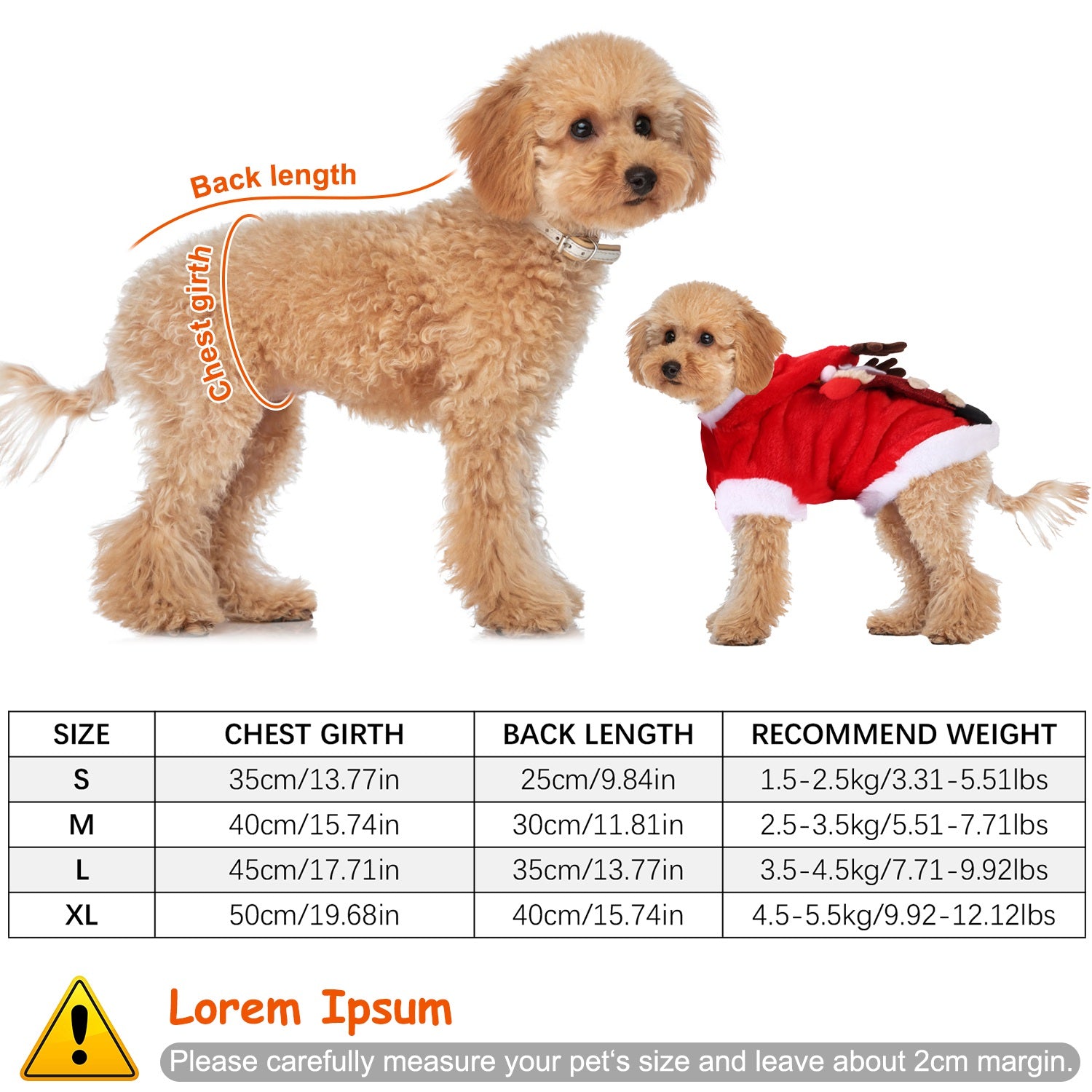 Pet Christmas Costume, Santa Claus Reindeer Outfit for Small and Medium Dogs and Cats - Image 8 of 10