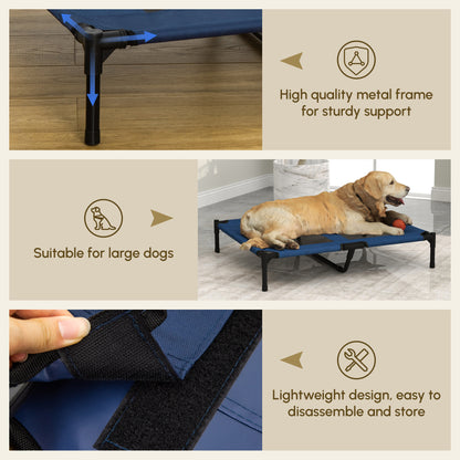 Elevated Cooling Dog Bed 36 x 30 Inch with Mesh Ventilation, Blue - Detailed View
