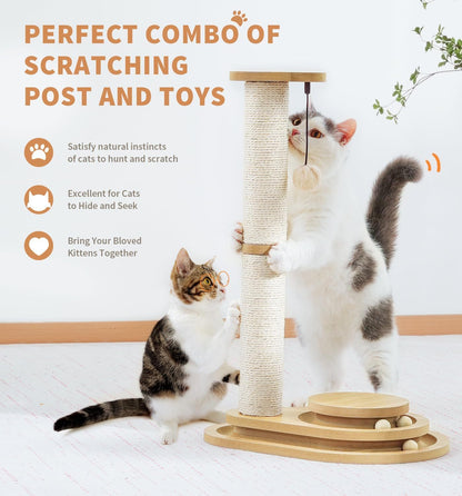 Two Layer Sisal Cat Scratching Post with Ball Track and Hanging Toy - Image 7 of 11