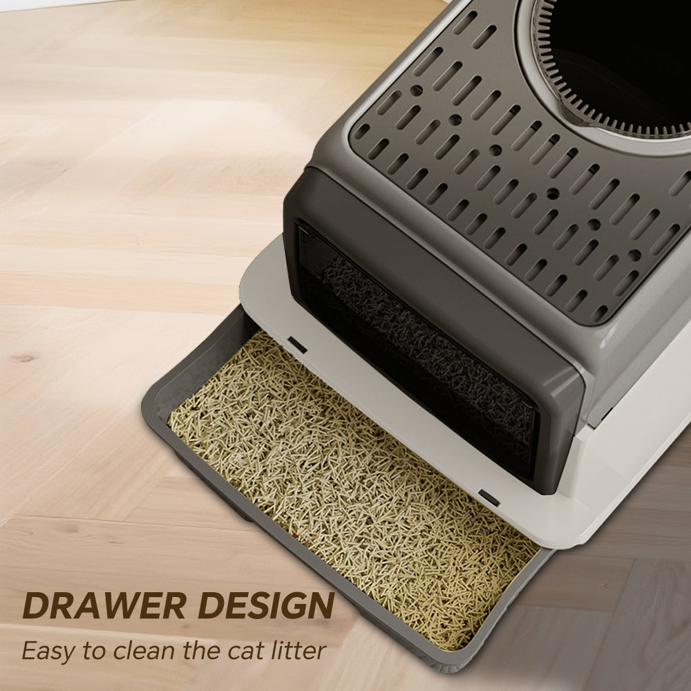 Front Flip Door Cat Litter Box with Deodorant Pack, Anti Splash Design - Size Reference