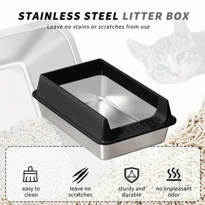 Stainless Steel Cat Litter Box, Non Stick, Scratch Resistant, Easy to Clean - Main Product Image