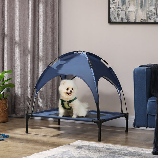 Elevated Dog Bed 30 Inch with UV Protection Canopy, Dark Blue - Main Product Image