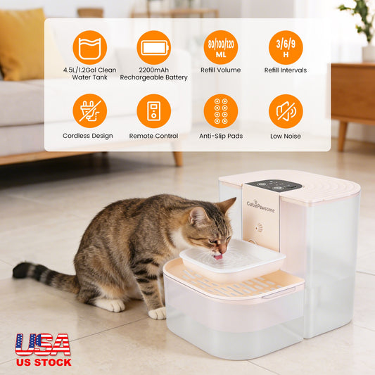 Smart Pet Water Fountain 4.5L, Cordless Rechargeable with Remote Control - Main Product Image