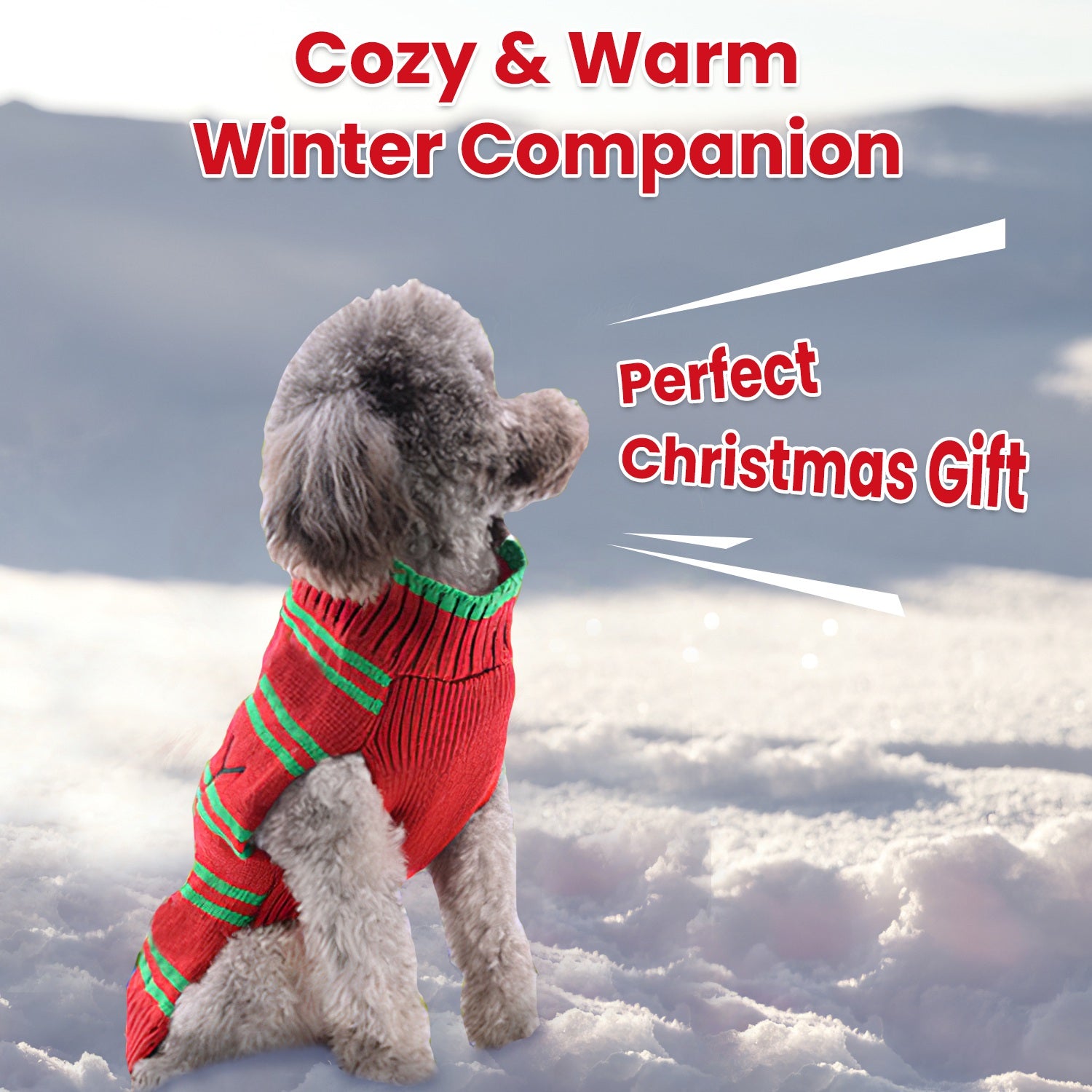 Pet Christmas Turtleneck Sweater with Snowman Stripes for Dogs and Cats - Image 7 of 11