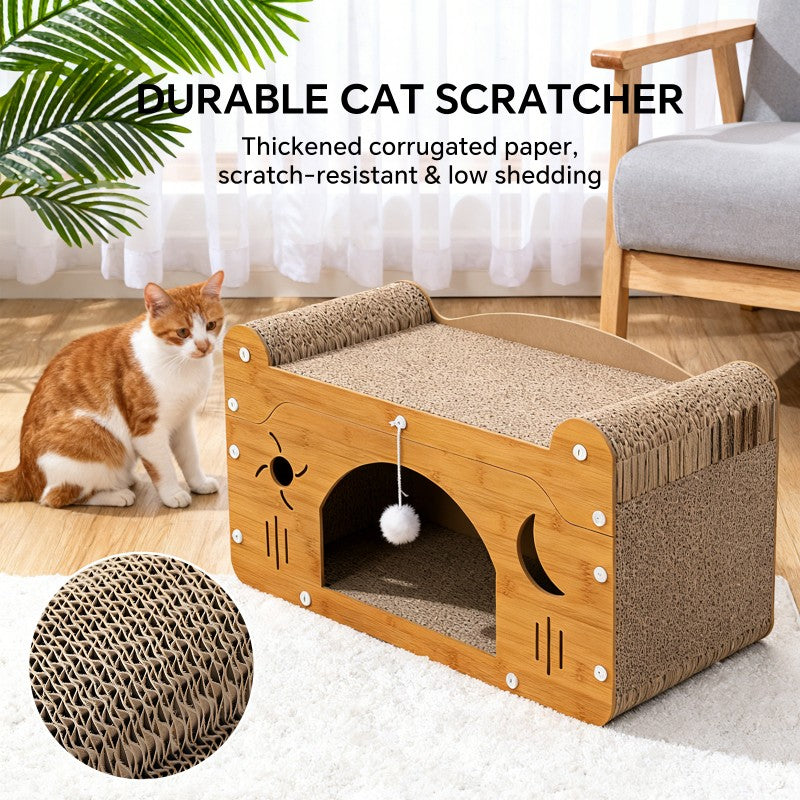 Star and Moon Cat Scratcher Couch with Teaser Ball, for Large Cats - Main Product Image