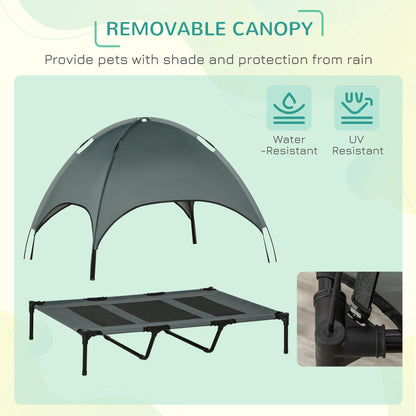 Elevated Dog Bed 48 x 36 Inch with UV Protection Canopy Shade - Side Angle