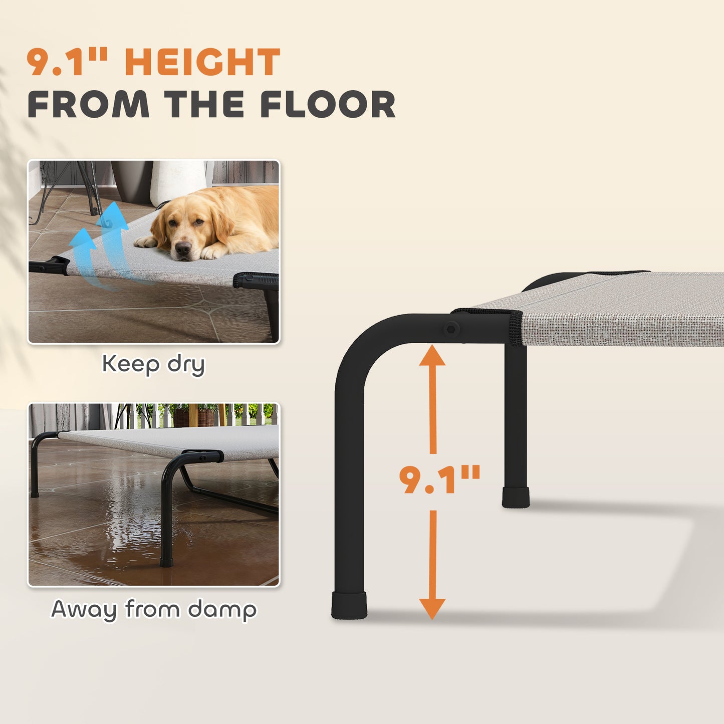 Elevated Dog Bed for Large Breeds, 60 Inch, Beige - Image 7 of 9