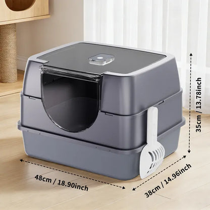 Enclosed Cat Litter Box, Orange, Odor Locking, Spacious for Large Cats - Size Reference