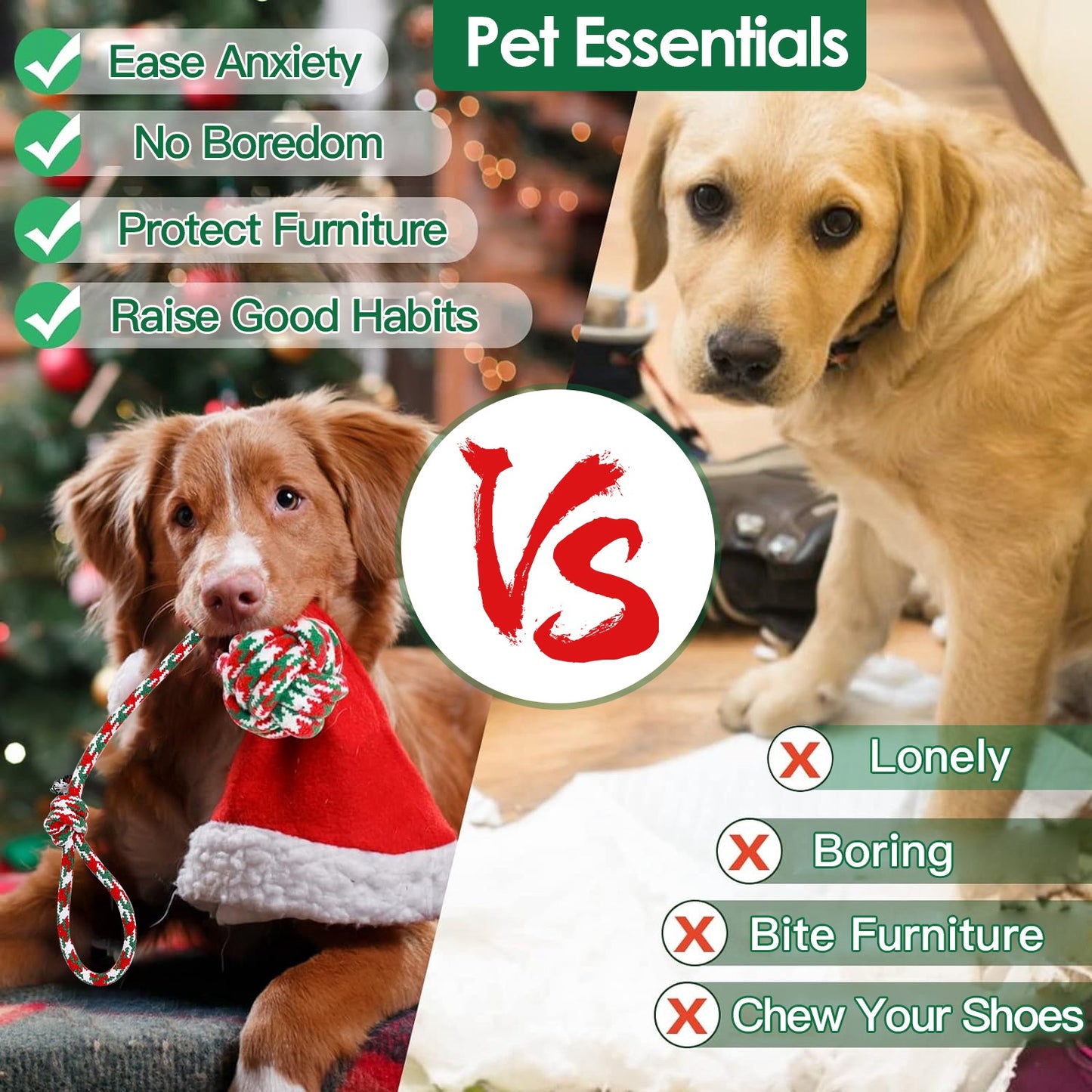 Christmas Dog Rope Toys 5 Piece Set for Chewing and Tug of War - Image 9 of 10