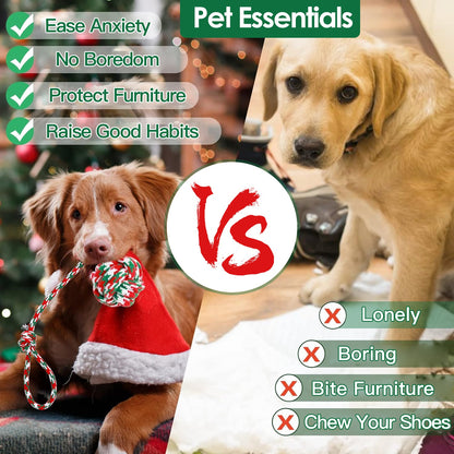 Christmas Dog Rope Toys 5 Piece Set for Chewing and Tug of War - Image 9 of 10