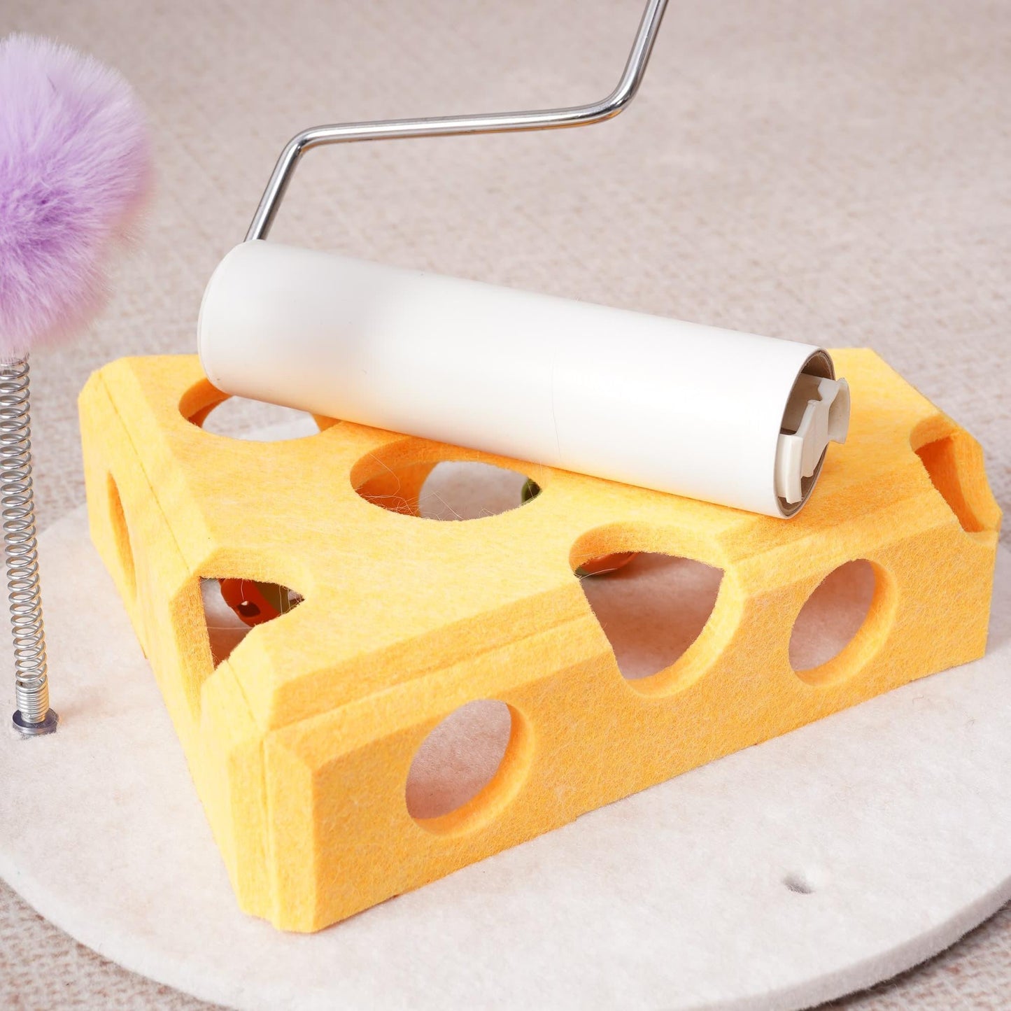 Cat Puzzle Toy Box with Ball and Spring Wand, Suction Cup Base - Main Product Image