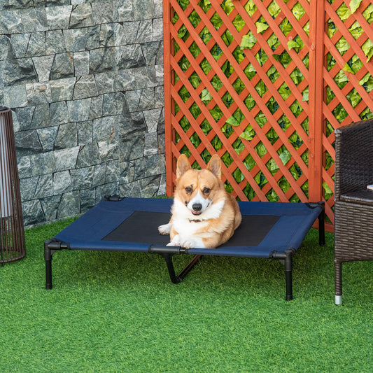 Elevated Cooling Dog Bed 36 x 30 Inch with Mesh Ventilation, Blue - Main Product Image