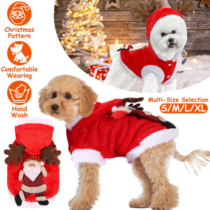 Pet Christmas Costume, Santa Claus Reindeer Outfit for Small and Medium Dogs and Cats - Main Product Image