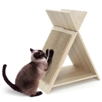 Multi Functional Cat Scratcher with Tunnel and Wooden Lounge - Features and Details