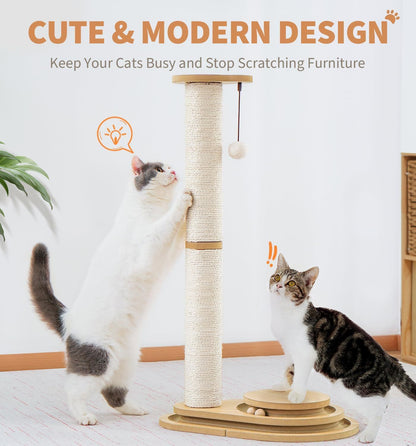 Two Layer Sisal Cat Scratching Post with Ball Track and Hanging Toy - Image 10 of 11