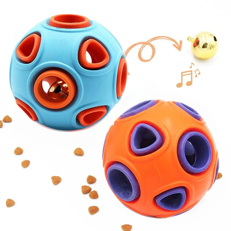 Dog Rubber Ball with Bell 2 Pack, Interactive Chew Toy for Puppies - Main Product Image